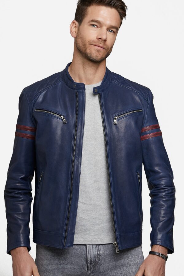 Blue Formula Men's Leather Biker Jacket