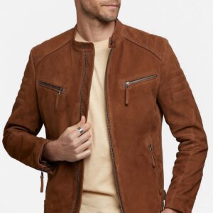 Brown Bosh-x Men's Leather Suede Jacket