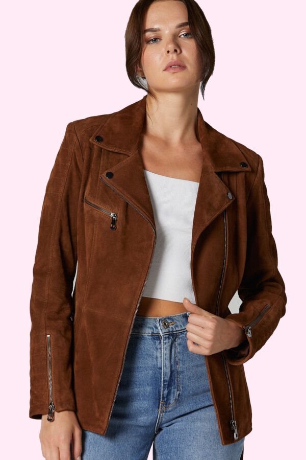 Brown Mayfair Women's Leather Suede Jacket