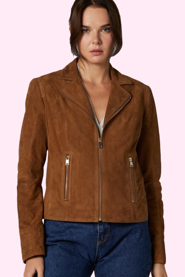 Camel Lara Women's Leather Suede Jacket
