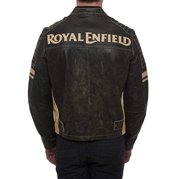 Mens Royal Enfield Olive Leather Jacket