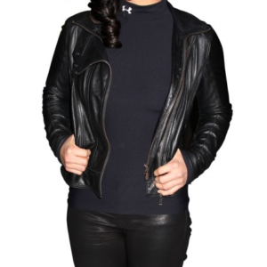 Gina Carano Black Leather Jacket