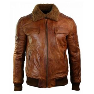 Mens Brown Fur Leather Jacket