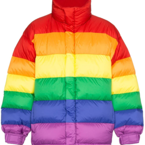 Rainbow Feather Down Puffer Jacket
