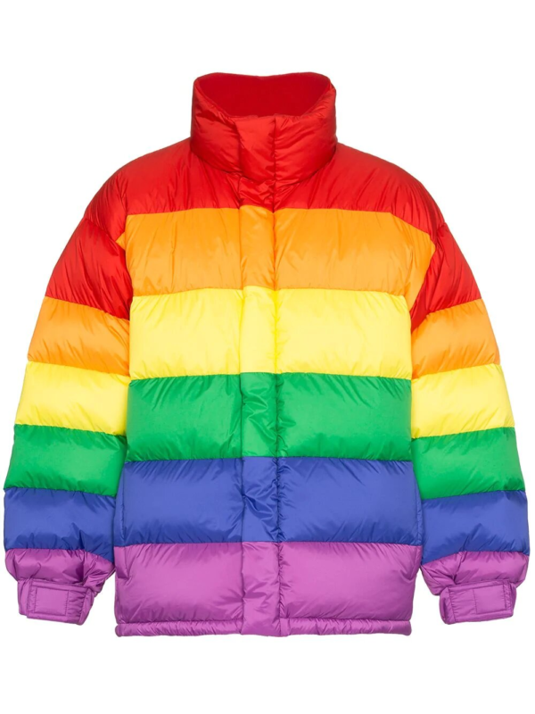 Rainbow Feather Down Puffer Jacket