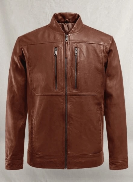 Storm Tan Biker Leather Jacket