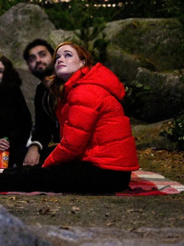 Zoey’s Jane Levy Red Puffer Jacket