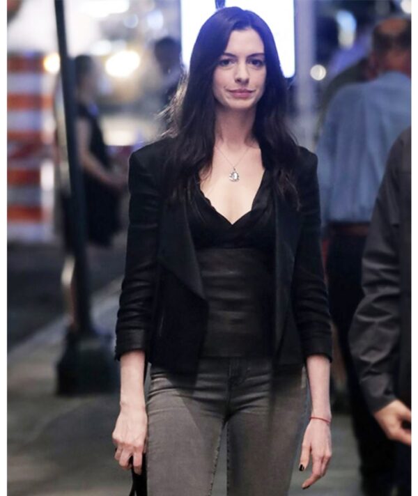Anne Hathaway Black Leather Jacket