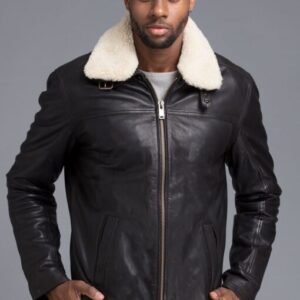 Black Leather Winter Shearling Jacket