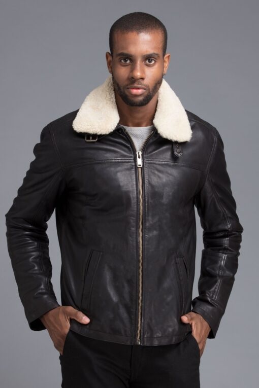 Black Leather Winter Shearling Jacket