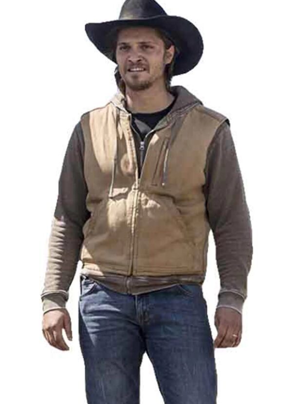Luke Grimes Yellowstone Kayce Dutton Beige Cotton Vest