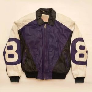 Michael Hoban Purple And Black Leather “8 Ball” Jacket
