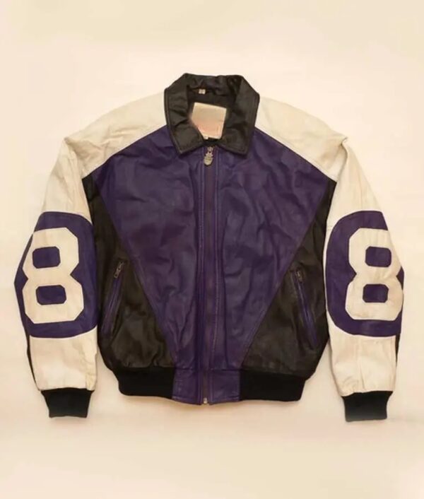 Michael Hoban Purple And Black Leather “8 Ball” Jacket