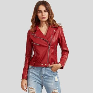 Prada Red Julieta Moto Leather Jacket