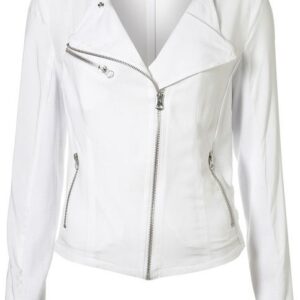White Leather Women Jacket