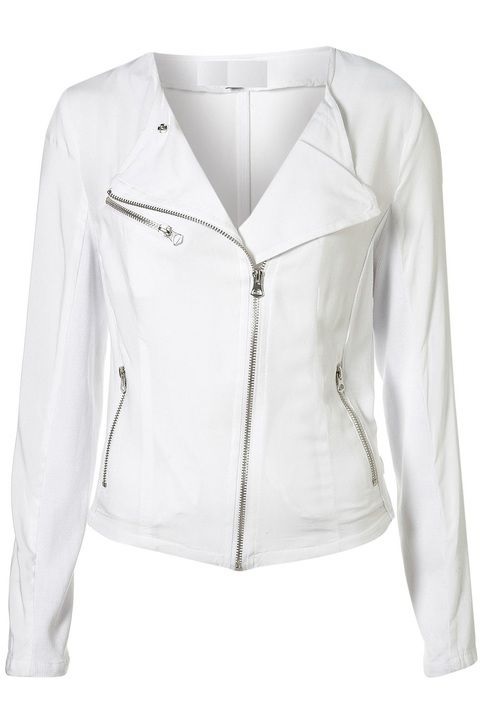 White Leather Women Jacket