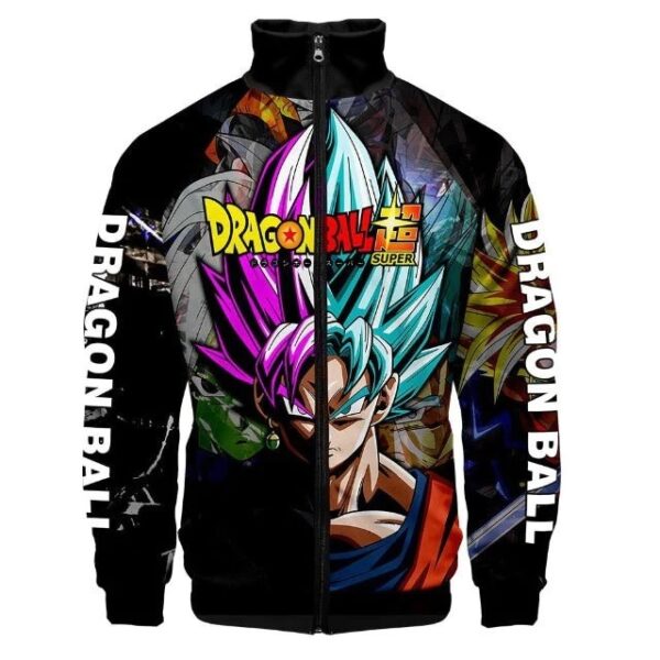 Dragon Ball Z San Goku Printed Black Varsity Fleece Jacket