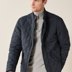 Shower Resistant Diamond Quilted Blue Jacket