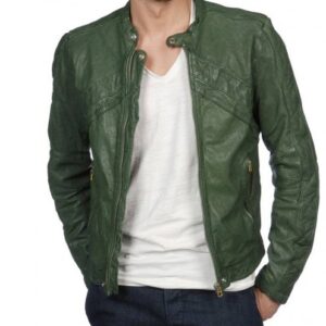 Mens Green Real Leather Jacket