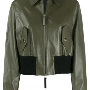 Women’s Rue 21 Green Bomber Leather Jacket