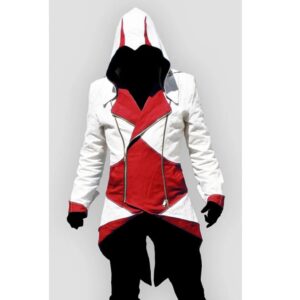 Assassins Creed Connor Kenway White And Red Hoodie Coat