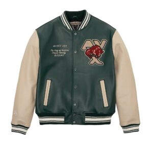 Avirex Bisons Green Leather Varsity Jacket