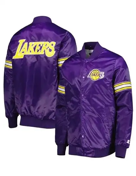 Pick & Roll LA Lakers Purple Varsity Satin Jacket