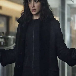 Heart of Stone 2023 Gal Gadot Shearling Black Leather Coat
