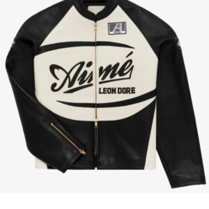 Lebron James Aime Leon Dore White And Black Motorcycle Leather Jacket