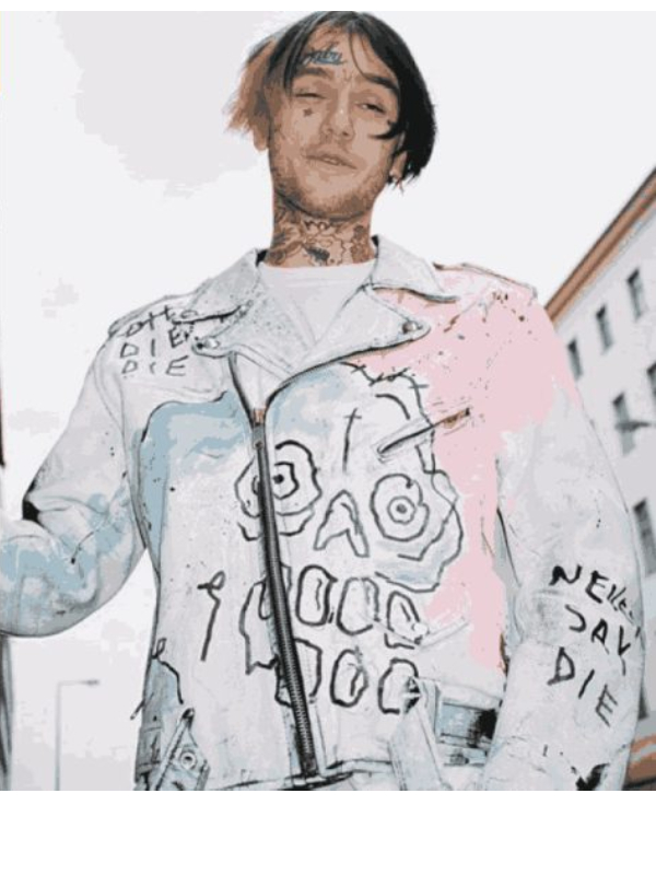 Lil Peep Never Say Die Painted Leather Jacket