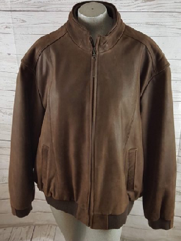 Joseph A Bank Brown Leather Jacket | Dollar Jackets