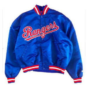 90s Texas Rangers Blue Satin Jacket