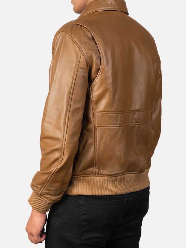 Coffmen A2 Olive Brown Bomber Leather Jacket