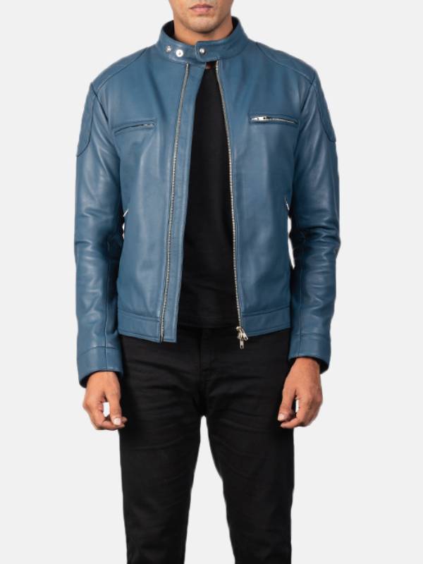 Gatsby Biker Blue Leather Jacket