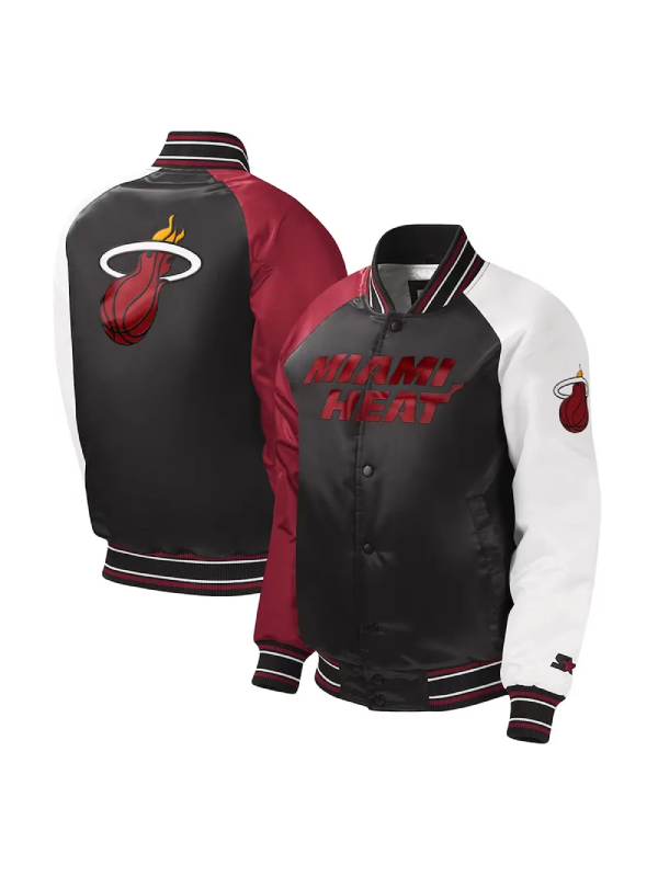 NBA Team Youth Miami Heat Starter Black Full-Snap Satin Jacket