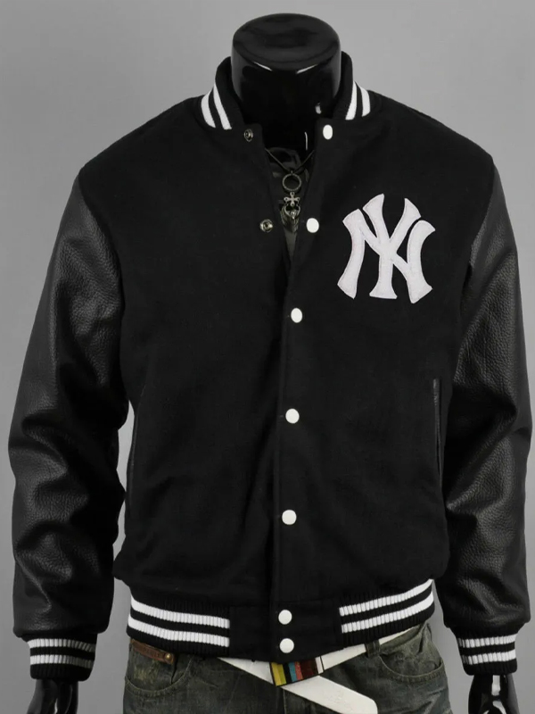 New York Yankee Black Wool Varsity Jacket