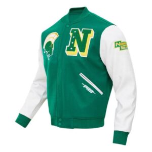 Norfolk State Spartans Green White Varsity Leather Jacket