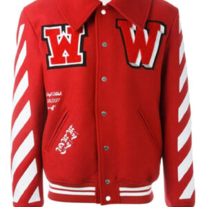 White/Red Wool Varsity Letterman Jacket