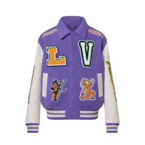 Louis Vuitton Purple_White Wool Varsity Jacket